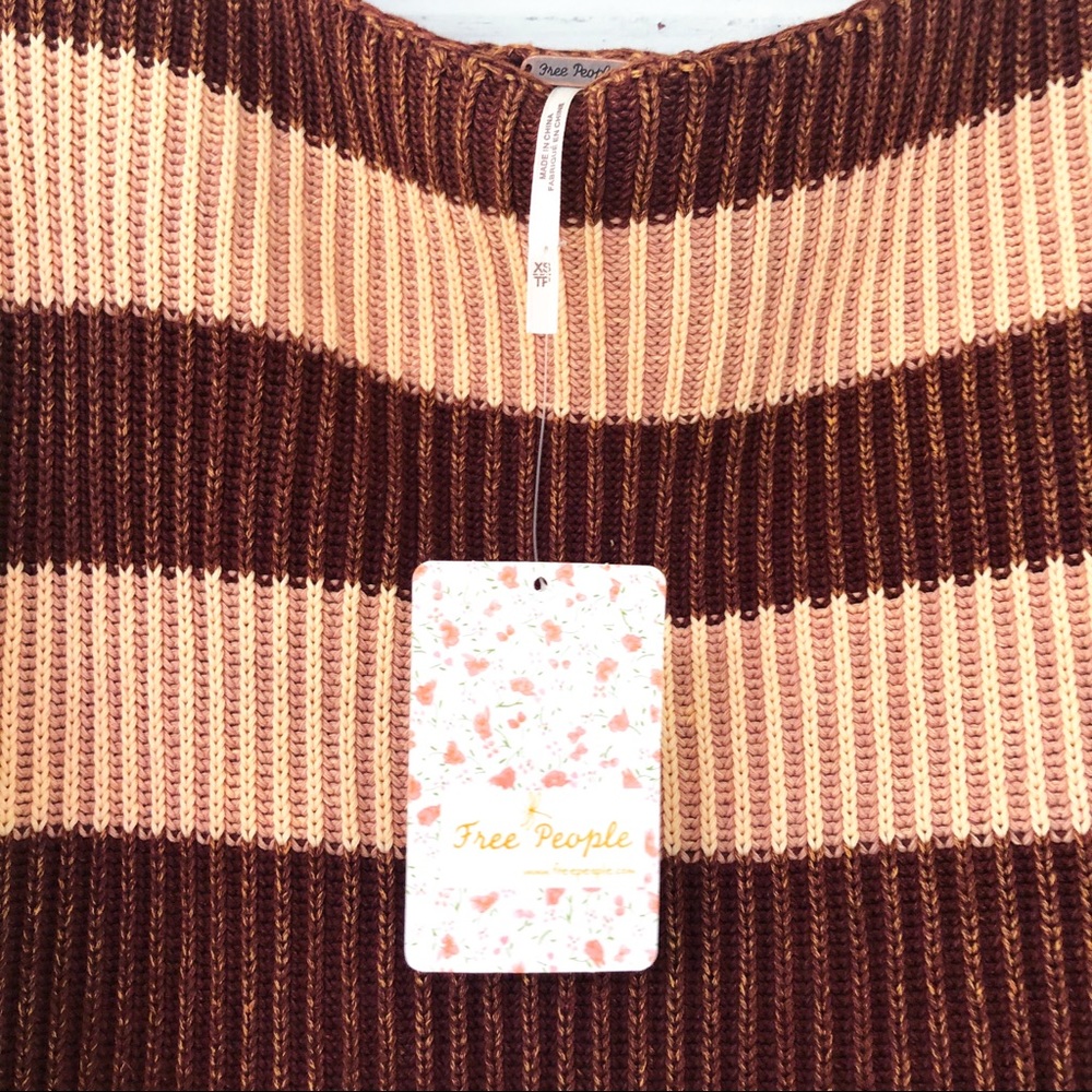 Free People Just My Stripe Sweater Rosemoon Combo - Picture 4 of 6